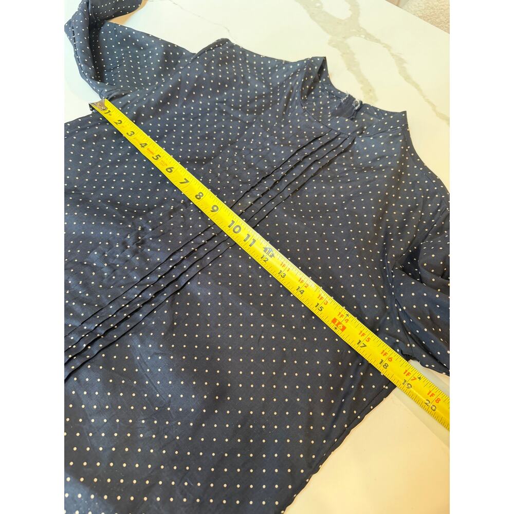 Vtg LANVIN womens navy white polka dot blouse 10 back zip classic old money - Picture 5 of 8
